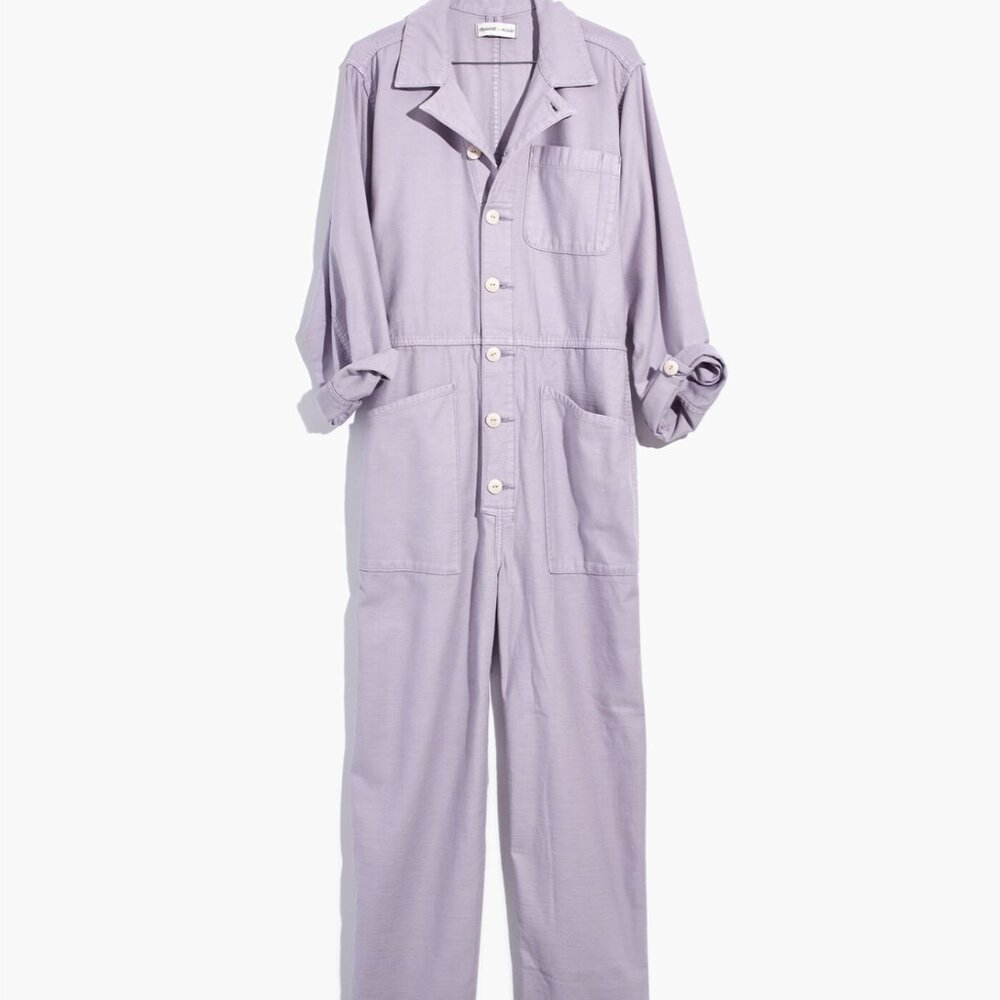 Madewell As Ever Purple Lavender Jumpsuit Long Sleeve Button Front Pastel Small